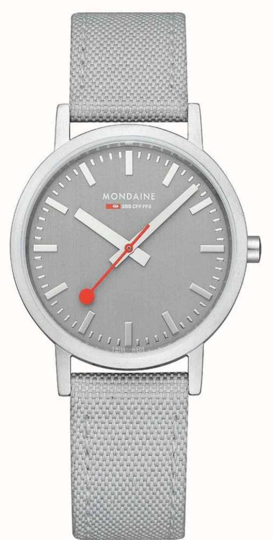 Men'S Mondaine | Mondaine Classic 36 Mm Good Gray Watch Recycled Grey Strap