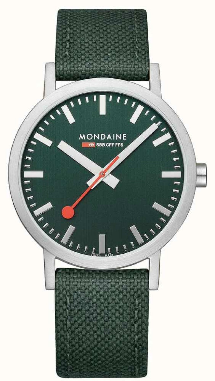 Men'S Mondaine | Mondaine Classic 40 Mm Forest Green Textile Strap Watch