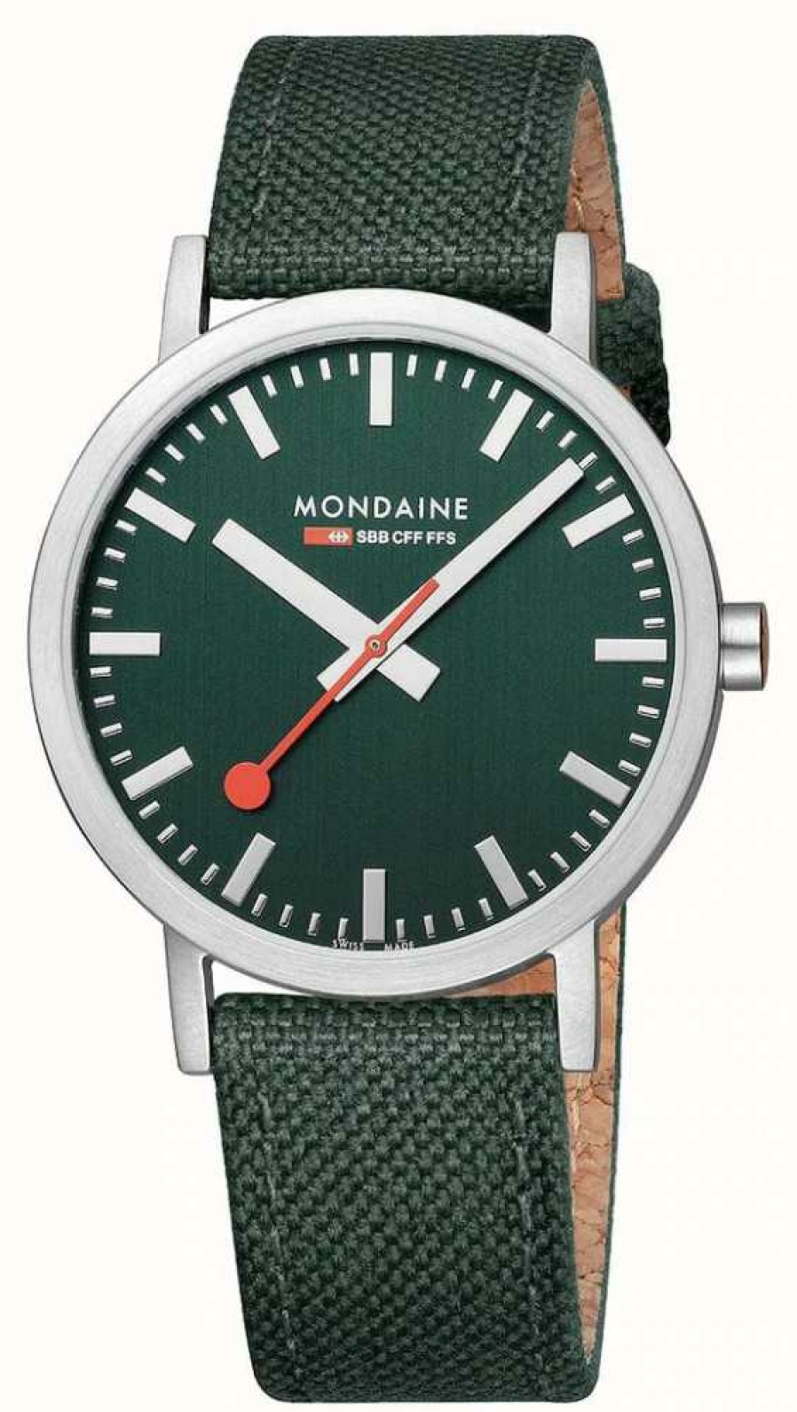 Men'S Mondaine | Mondaine Classic 40 Mm Forest Green Textile Strap Watch