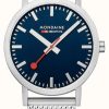 Men'S Mondaine | Mondaine Classic 40 Mm Blue Dial Steel Mesh Watch