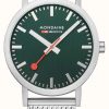 Men'S Mondaine | Mondaine Classic 40 Mm Forest Green Dial Steel Mesh Bracelet