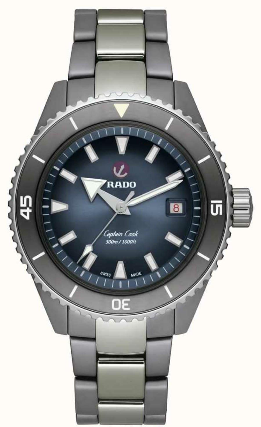 Men'S RADO | Rado Captain Cook High-Tech Ceramic Diver Automatic (43Mm) Blue Dial / Plasma High-Tech Ceramic Bracelet