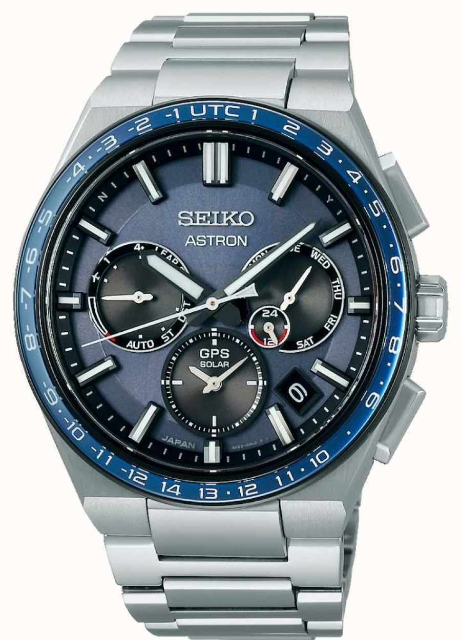 Men'S Seiko | Seiko Astron Solar Gps Blue Dial