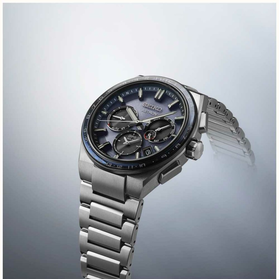 Men'S Seiko | Seiko Astron Solar Gps Blue Dial