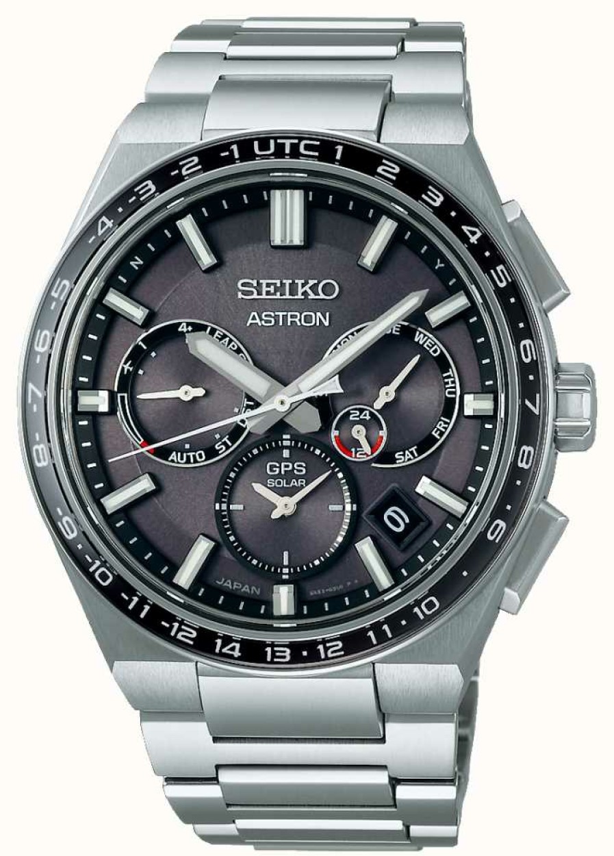 Men'S Seiko | Seiko Astron Solar Gps Black Dial