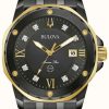 Men'S Bulova | Bulova Marine Star Diamond 44Mm Black Pvd