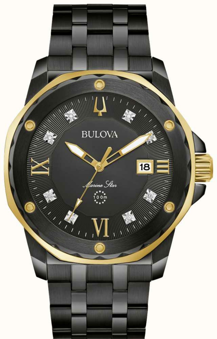 Men'S Bulova | Bulova Marine Star Diamond 44Mm Black Pvd