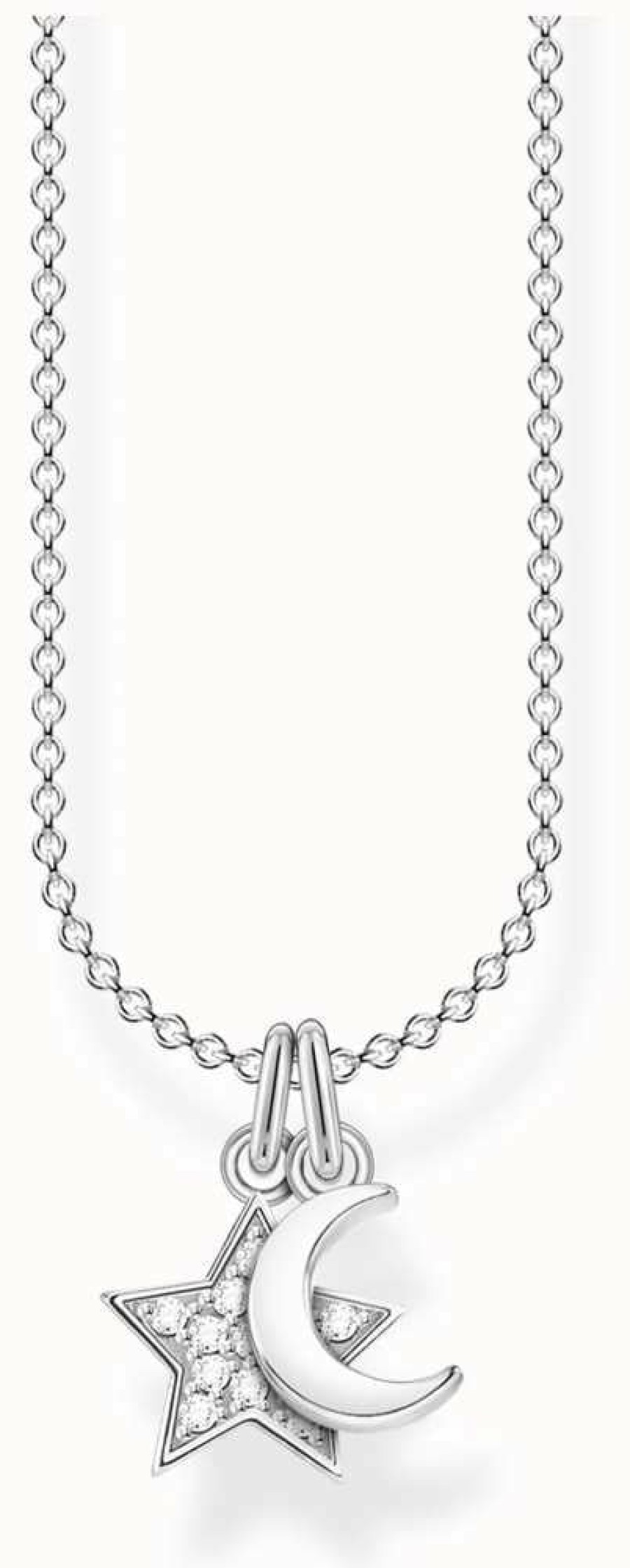 Jewelry Thomas Sabo Jewellery | Thomas Sabo Moon And Star Sterling Silver Necklace 38-45Cm