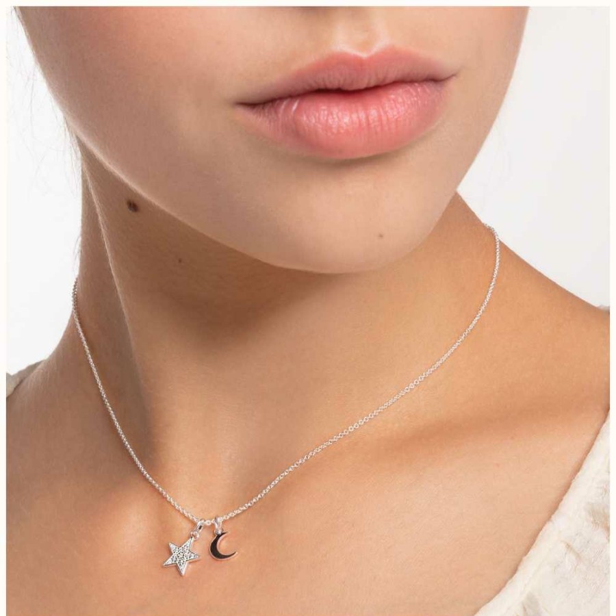 Jewelry Thomas Sabo Jewellery | Thomas Sabo Moon And Star Sterling Silver Necklace 38-45Cm