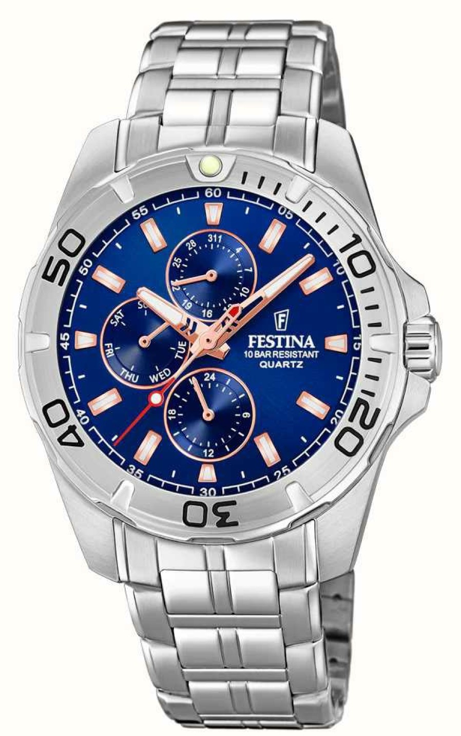 Men'S Festina | Festina Men'S Multi-Function Watch With Steel Bracelet