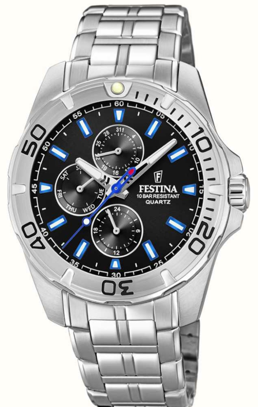 Men'S Festina | Festina Men'S Multi-Function Watch With Steel Bracelet