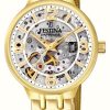 Women'S Festina | Festina Ladies Gold-Toned Skeleton Auto Watch W/Mesh Bracelet