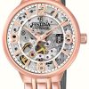 Women'S Festina | Festina Ladies Rose Gold-Toned Skeleton Auto Watch W/Mesh Bracelet