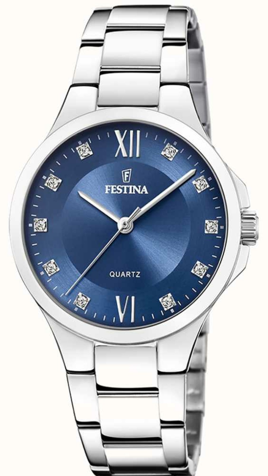 Women'S Festina | Festina Ladies Steel Watch With Cz Set & Steel Bracelet