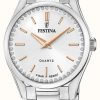 Women'S Festina | Festina Ladies Steel Watch With Cz Set & Steel Bracelet