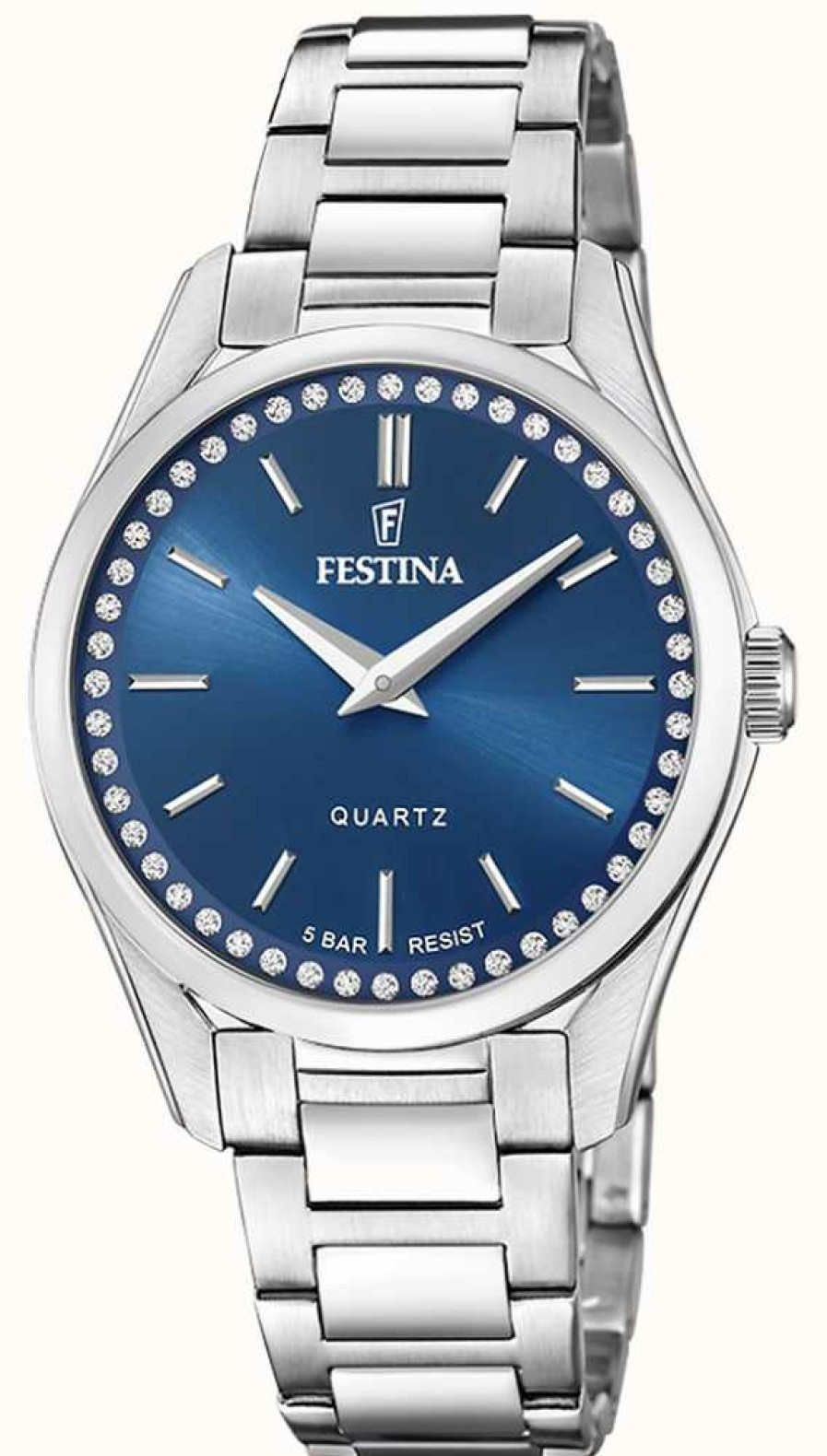 Women'S Festina | Festina Ladies Steel Watch With Cz Set & Steel Bracelet