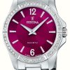 Women'S Festina | Festina Ladies Steel Watch With Cz Set & Steel Bracelet