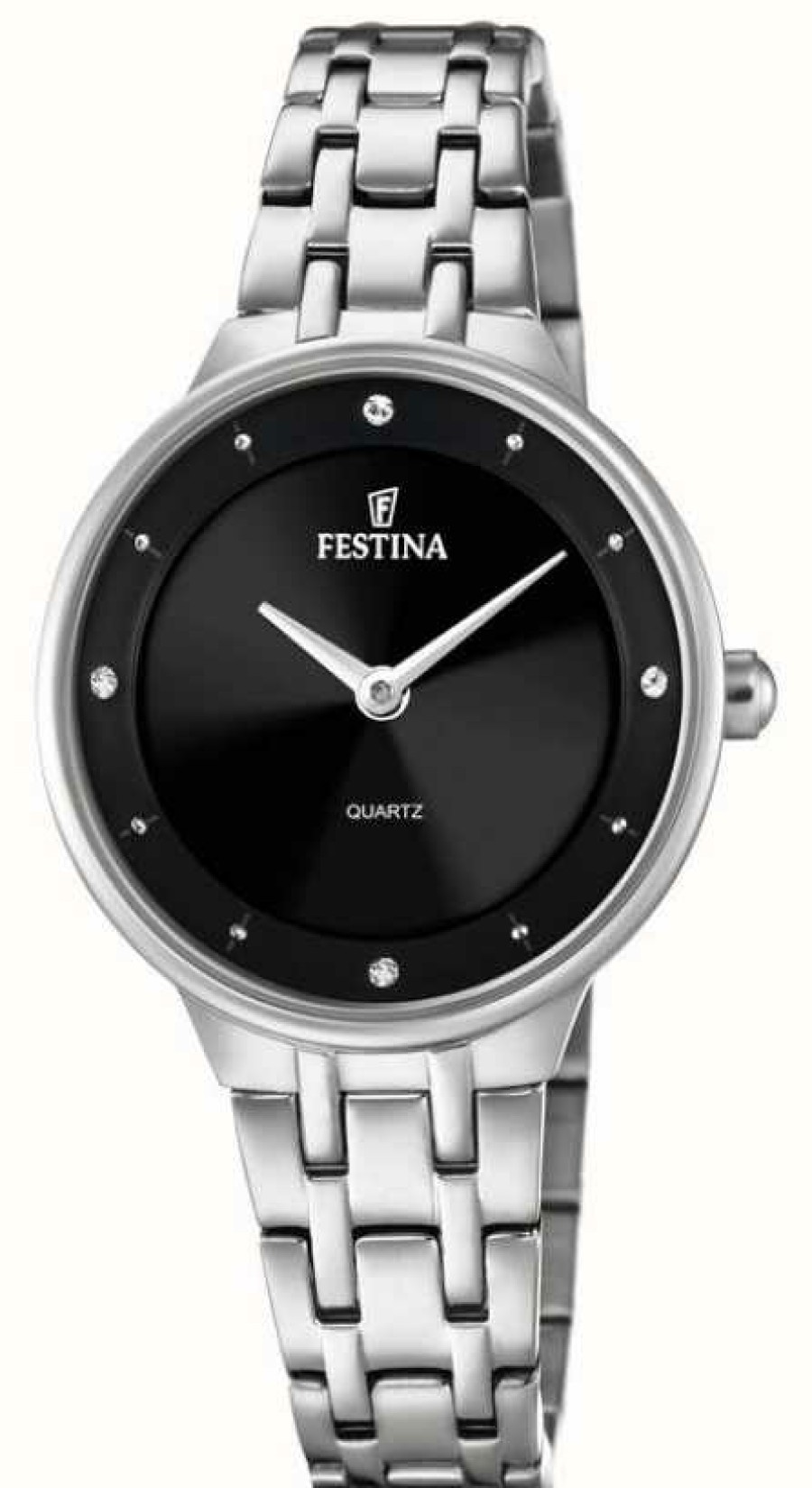 Women'S Festina | Festina Ladies Steel Watch With Cz Sets & Steel Bracelet