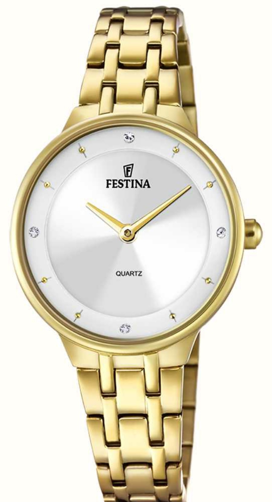 Women'S Festina | Festina Ladies Gold-Toned Watch W/Cz Set & Steel Bracelet