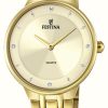 Women'S Festina | Festina Ladies Gold-Toned Dial Watch W/Cz Set & Steel Bracelet