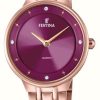 Women'S Festina | Festina Ladies Rose-Pltd. Watch W/Cz Set & Steel Bracelet