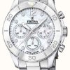 Women'S Festina | Festina Ladies Chrono Watch With Cz Sets & Steel Bracelet