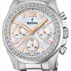 Women'S Festina | Festina Ladies Chrono Watch W/Cz Sets & Steel Bracelet