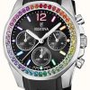 Women'S Festina | Festina Ladies Steel Chrono Watch W/Cz Set & Rubber Strap