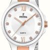 Women'S Festina | Festina Ladies Rose-Pltd. Watch W/Cz Set & Steel Bracelet