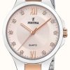 Women'S Festina | Festina Ladies Rose-Pltd. Watch W/Cz Set & Steel Bracelet