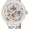 Women'S Festina | Festina Ladies Skeleton Automatic Watch W/ Steel Bracelet