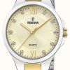 Women'S Festina | Festina Ladies Gold-Plated Steel Watch W/ Steel Bracelet