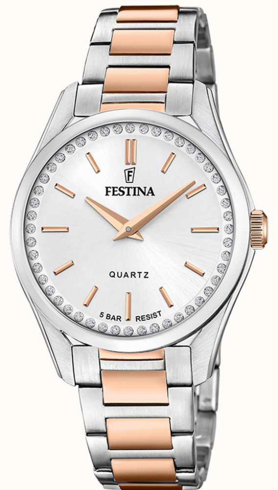 Women'S Festina | Festina Ladies Rose-Plated Steel Watch W/ Steel Bracelet