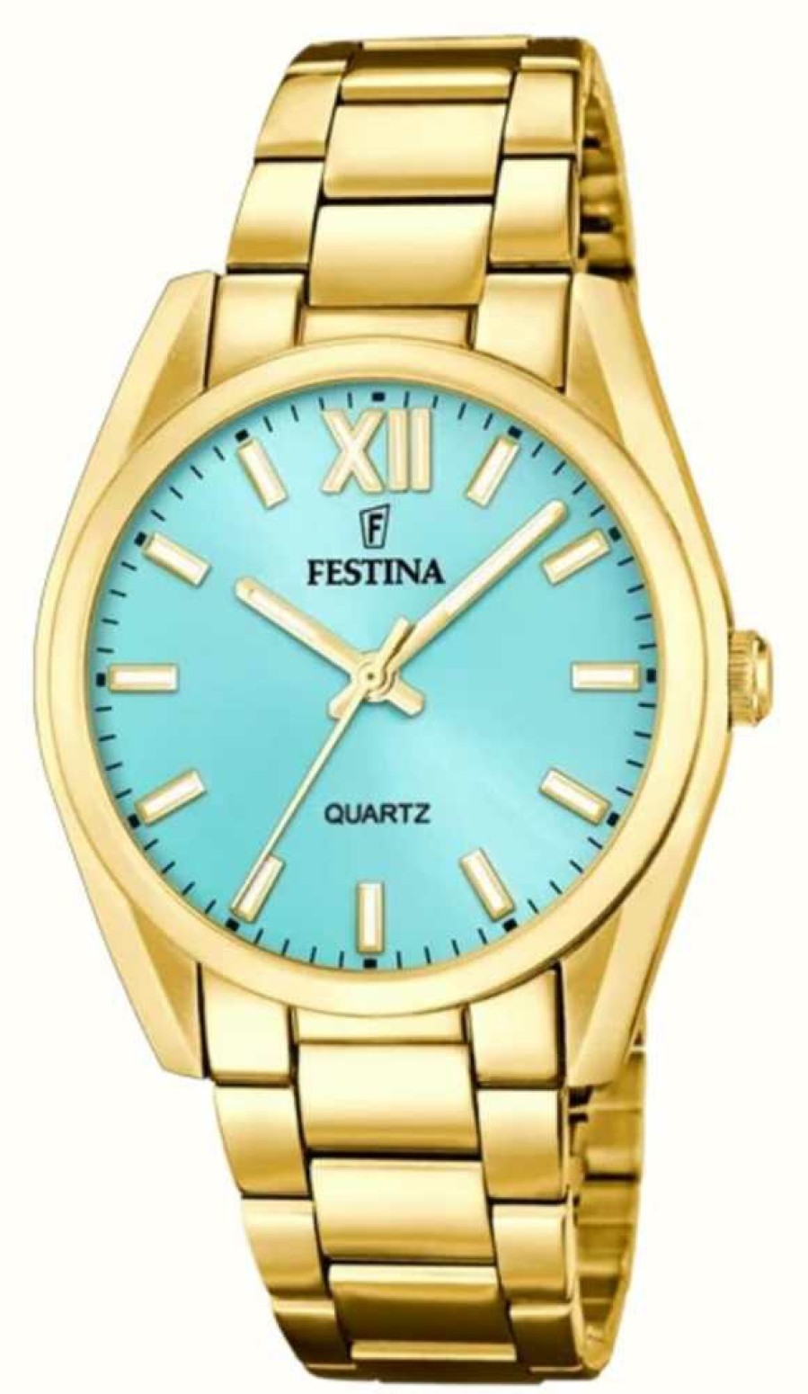 Women'S Festina | Festina Festina Ladies Gold-Toned Watch Blue Sunray Dial