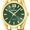 Women'S Festina | Festina Ladies Gold-Toned Green Sunray Dial Watch