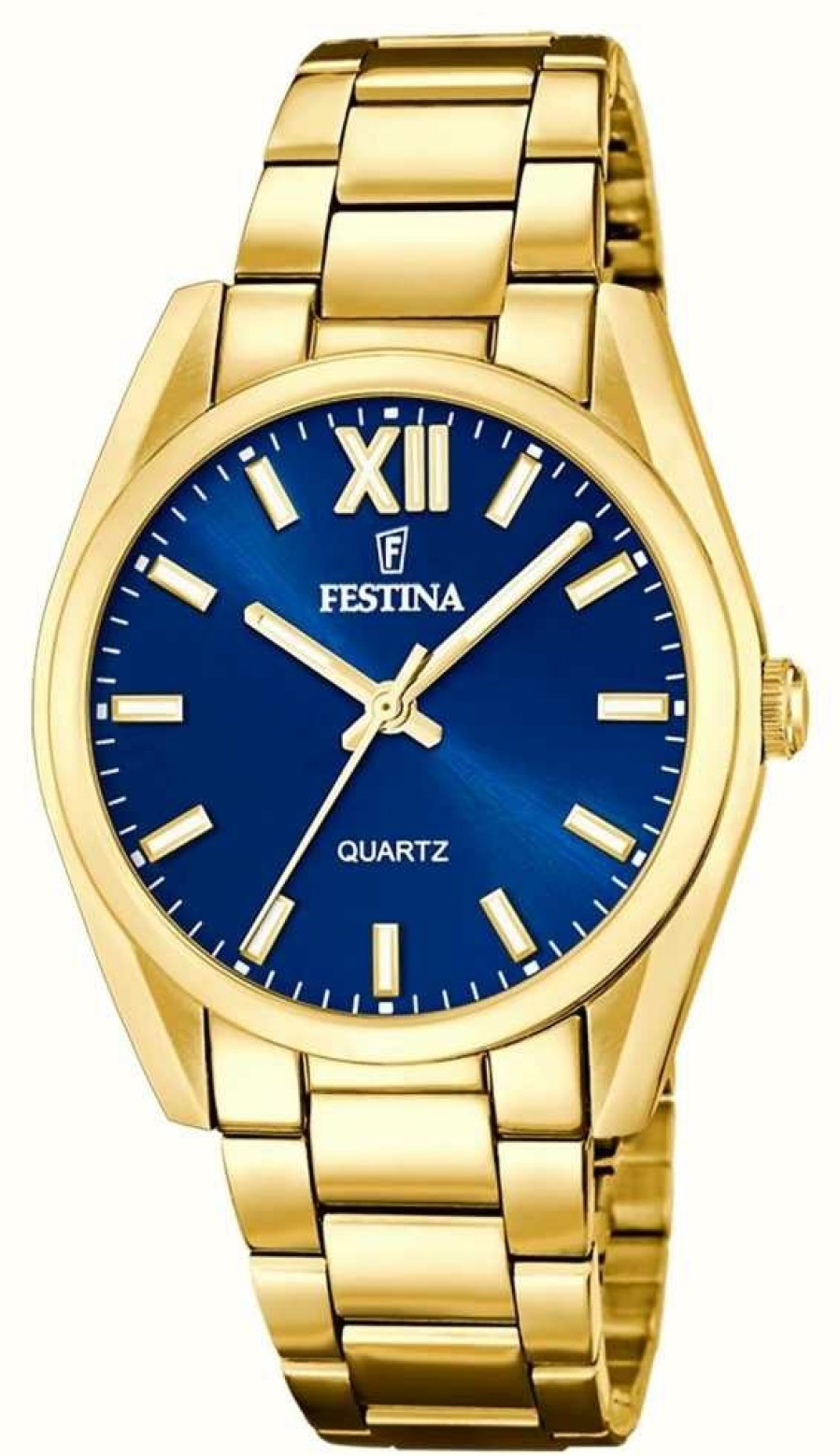 Women'S Festina | Festina Ladies Gold-Toned Blue Sunray Dial Watch