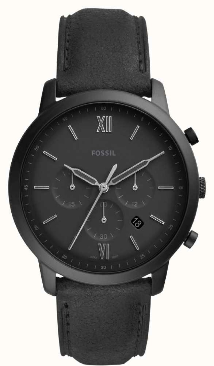 Men'S Fossil | Fossil Men'S Neutra Chrono | Black Dial | Black Leather Strap