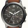 Men'S Fossil | Fossil Men'S Neutra Chrono | Grey Dial | Brown Leather Strap