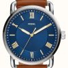 Men'S Fossil | Fossil Men'S Copeland | Blue Dial | Brown Leather Strap