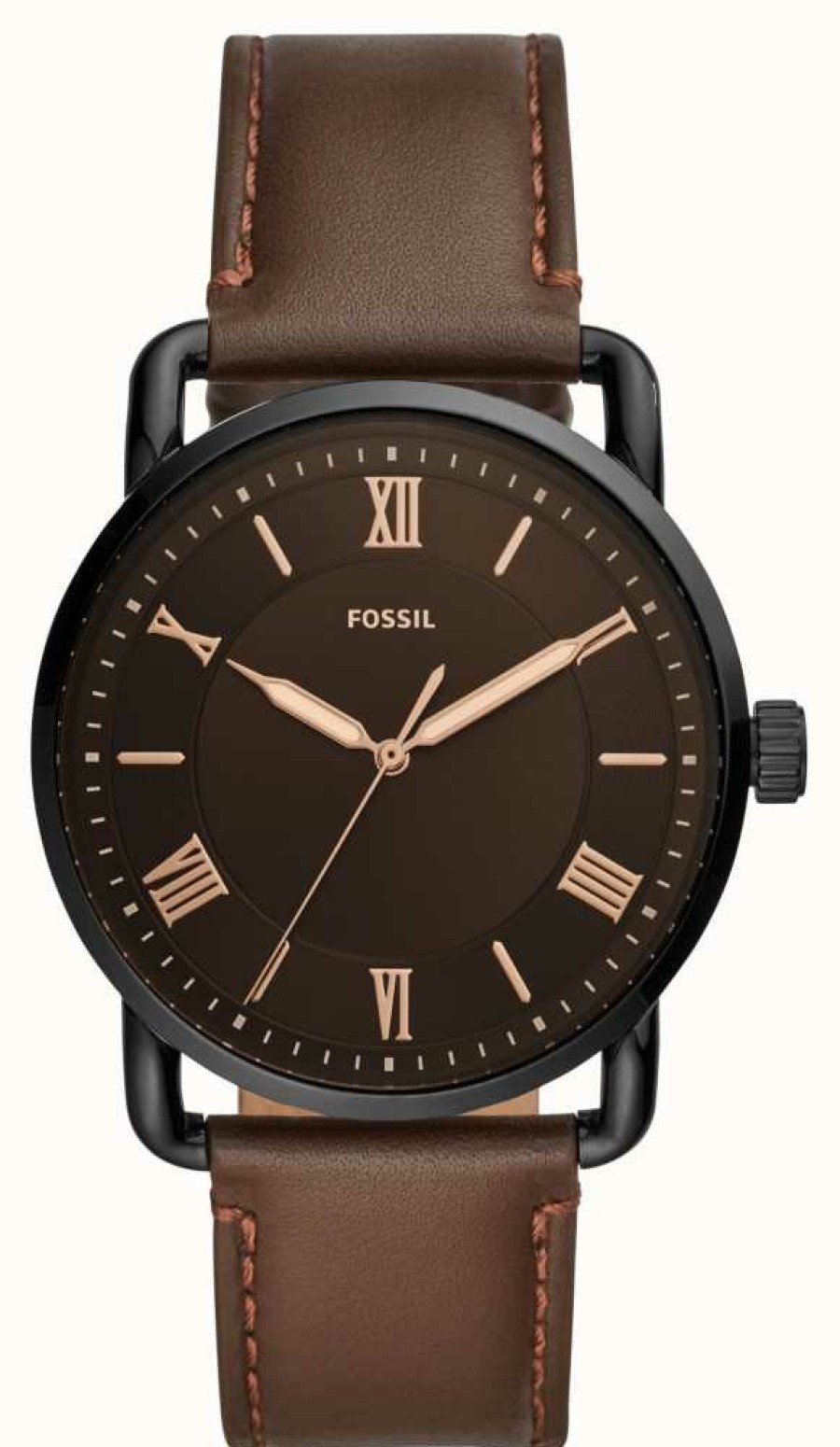 Men'S Fossil | Fossil Men'S Copeland | Black Dial | Brown Leather Strap