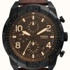 Men'S Fossil | Fossil Men'S Bronson | Brown Chronograph Dial | Brown Leather Strap