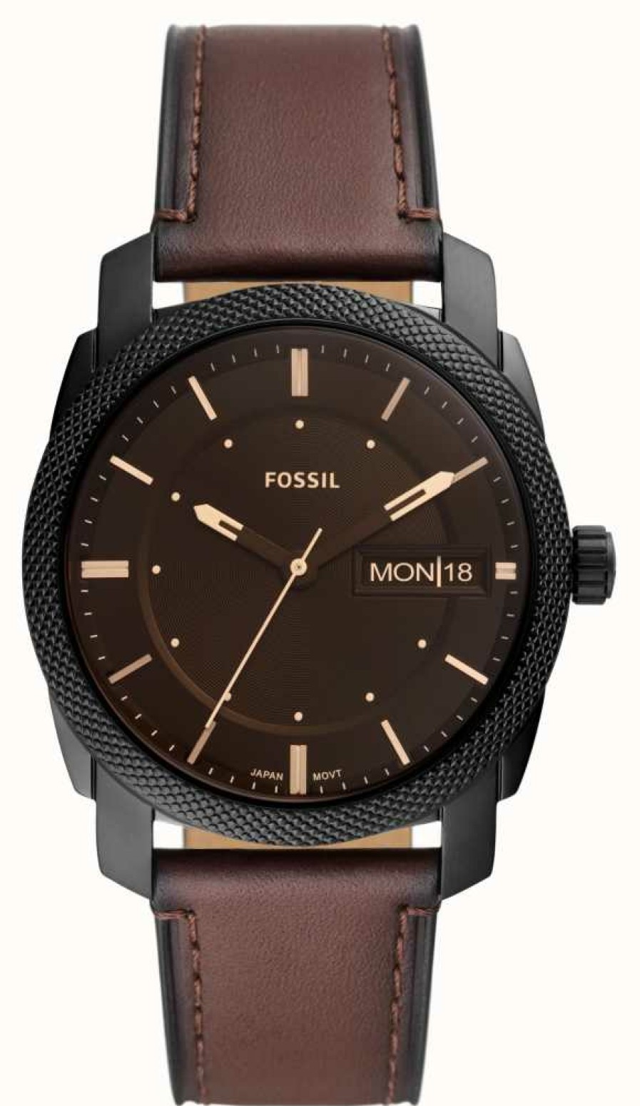 Men'S Fossil | Fossil Men'S Machine | Brown Dial | Brown Leather Strap