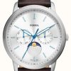 Men'S Fossil | Fossil Men'S Neutra | Silver Chronograph Dial | Brown Leather Strap