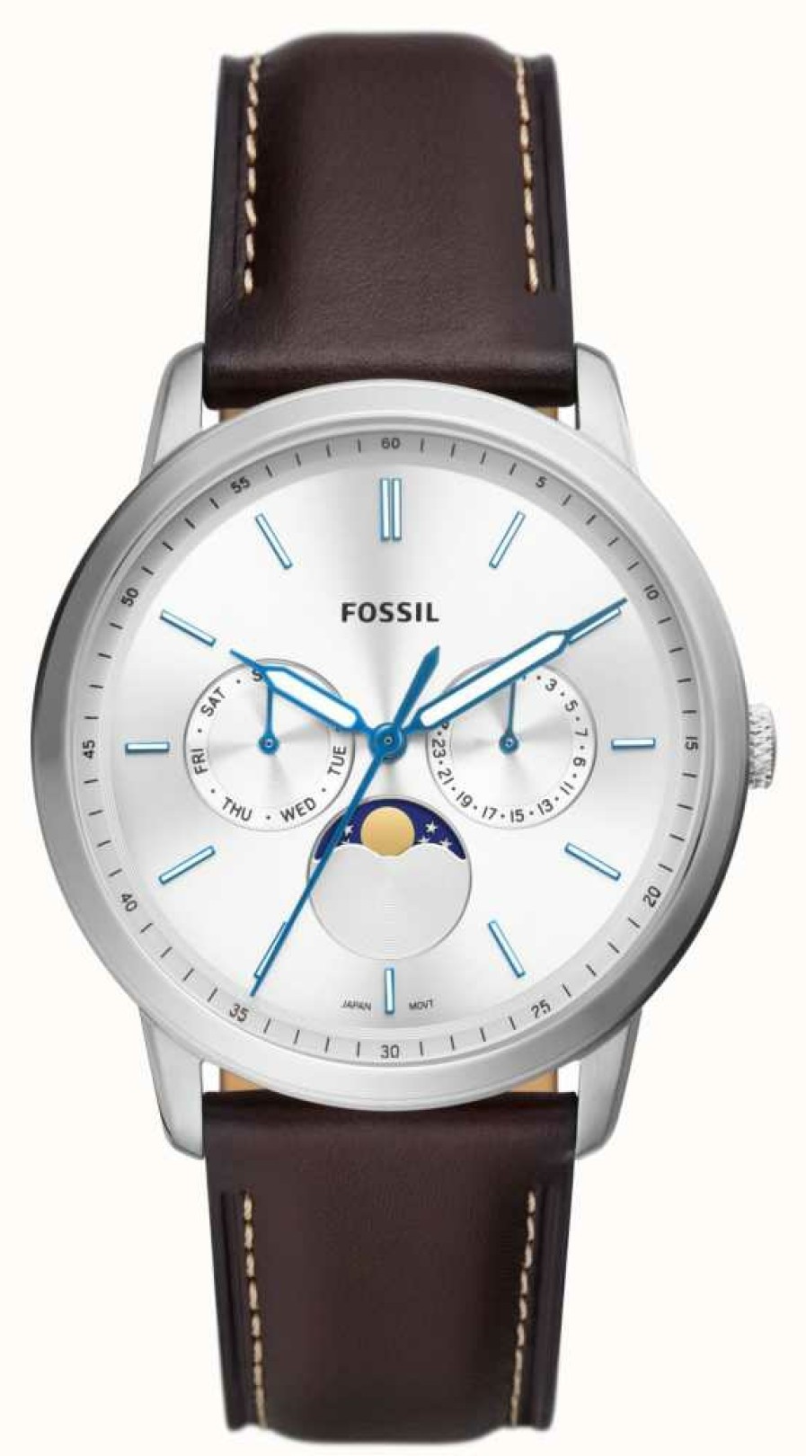 Men'S Fossil | Fossil Men'S Neutra | Silver Chronograph Dial | Brown Leather Strap