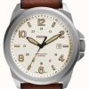 Men'S Fossil | Fossil Men'S Bronson Field | Cream Dial | Brown Leather Strap