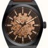 Men'S Fossil | Fossil Men'S Everett Automatic | Open Heart Dial | Brown Leather Strap