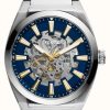 Men'S Fossil | Fossil Men'S Everett Automatic | Blue Open Heart Dial | Stainless Steel Bracelet