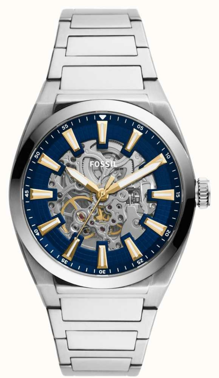 Men'S Fossil | Fossil Men'S Everett Automatic | Blue Open Heart Dial | Stainless Steel Bracelet