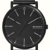 Men'S Skagen | Skagen Men'S Signatur Black Monochrome Milanese Mesh Watch