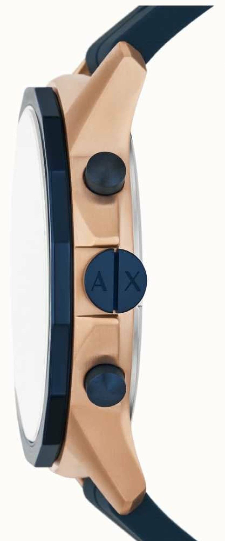 Men'S Armani Exchange | Armani Exchange Rose Gold Dial | Blue Silicone Strap